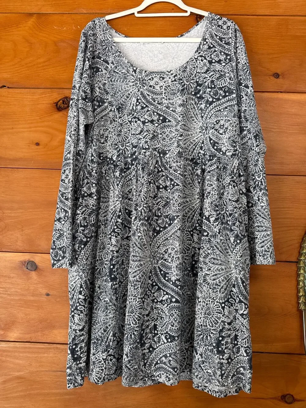 Peruvian Connection Midnight Lacemaker Dress Long Sleeve Babydoll Casual Sz XL - Picture 1 of 5